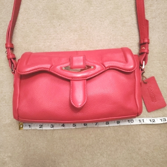 Danier Leather bright coral pink small shoulder crossbody handbag bag pebble - Picture 5 of 16